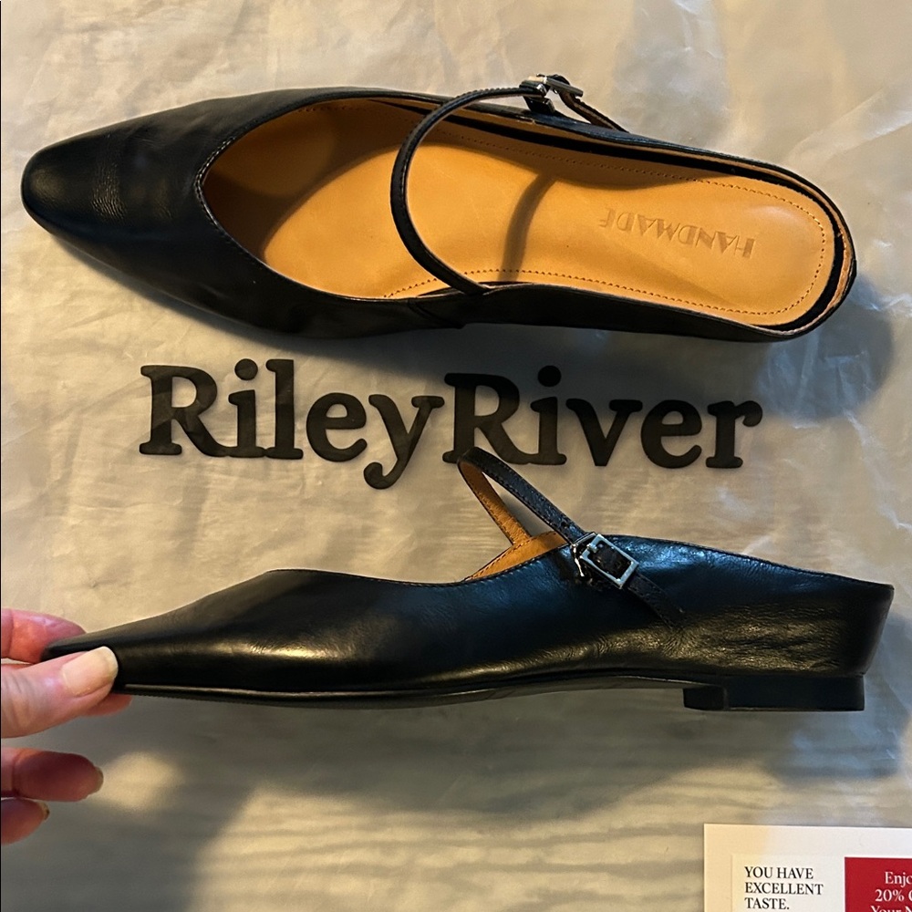 Black Leather Flats